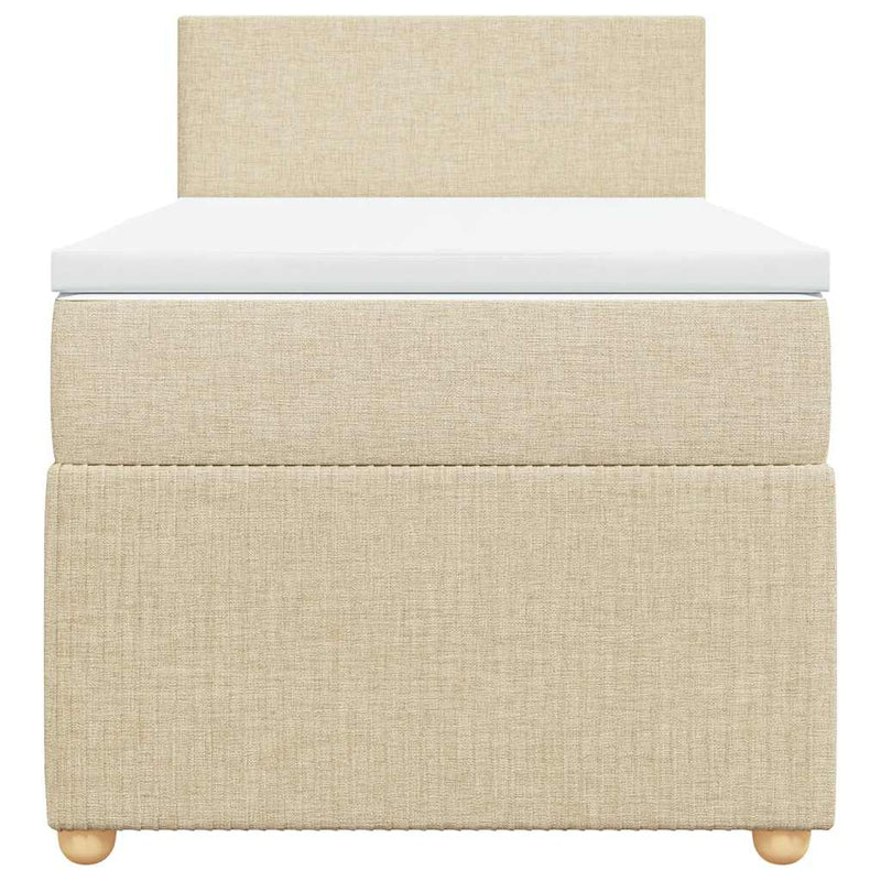 Pat box spring cu saltea, crem, 90x190 cm, textil