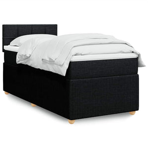 Pat box spring cu saltea, negru, 90x190 cm, textil