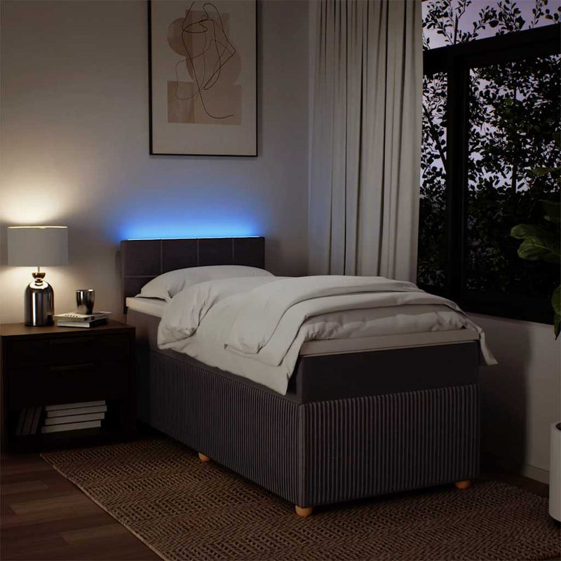 Pat box spring cu saltea, maro închis, 90x190 cm, textil