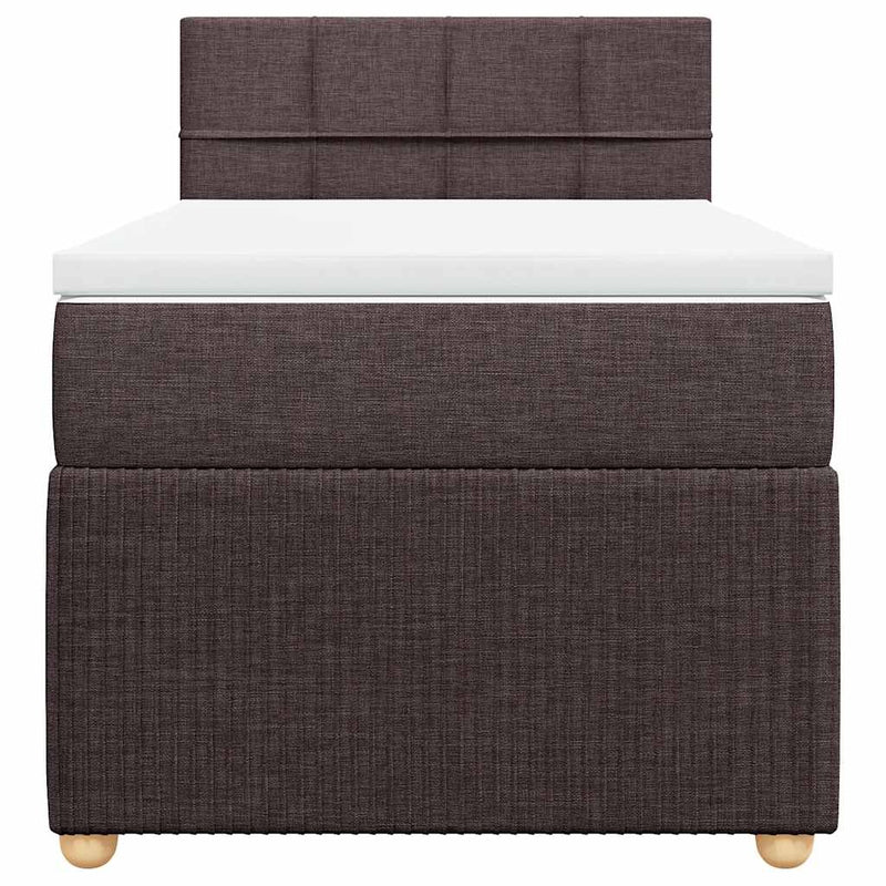 Pat box spring cu saltea, maro închis, 90x190 cm, textil