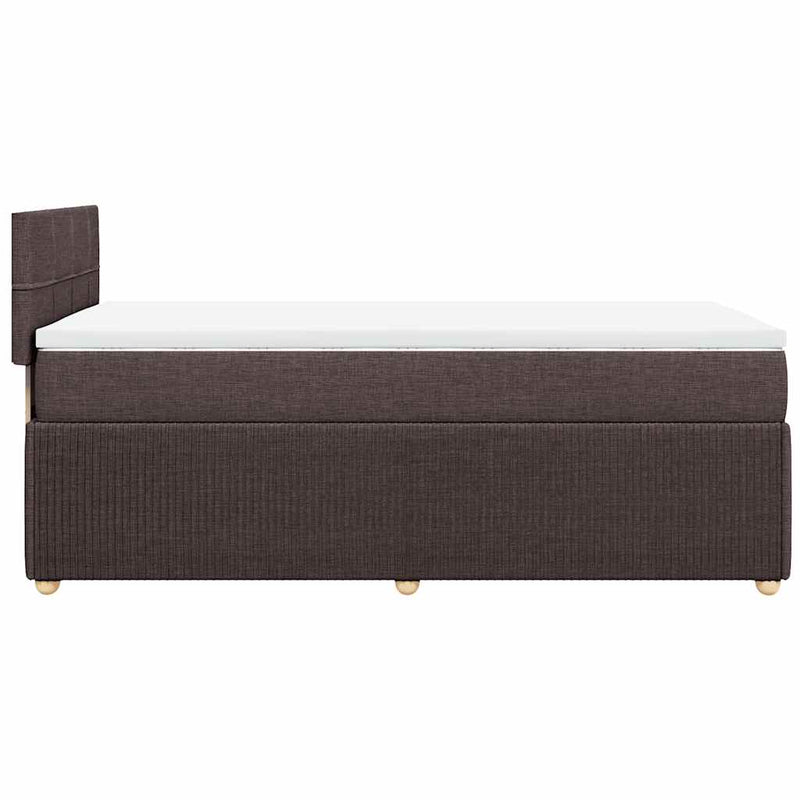 Pat box spring cu saltea, maro închis, 90x190 cm, textil