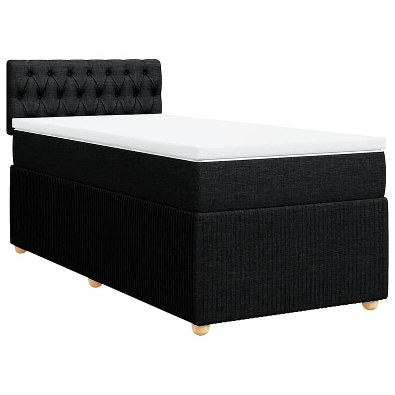 Pat box spring cu saltea, negru, 90x190 cm, textil