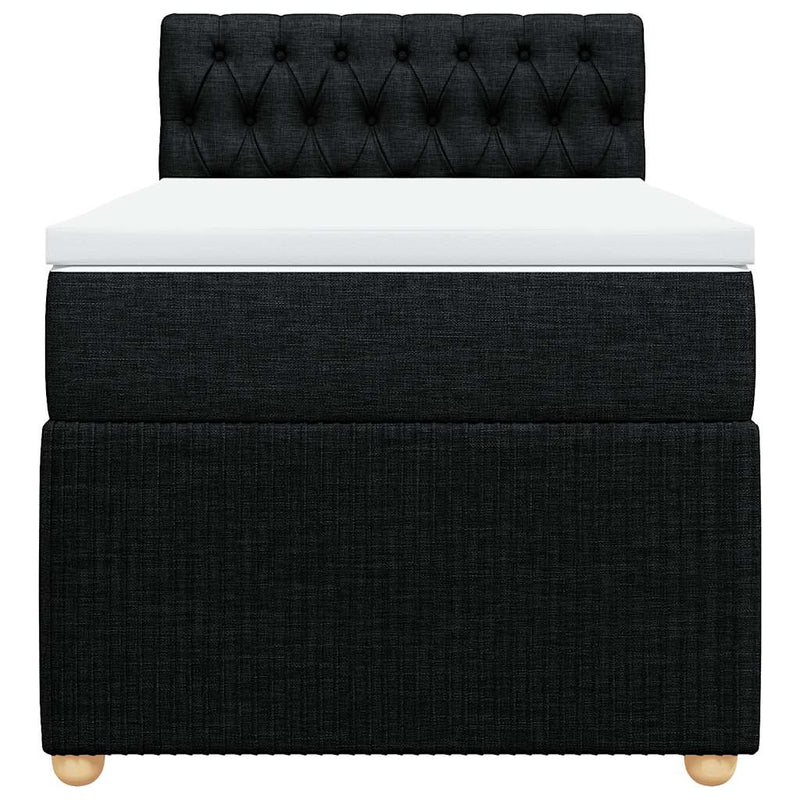 Pat box spring cu saltea, negru, 90x190 cm, textil