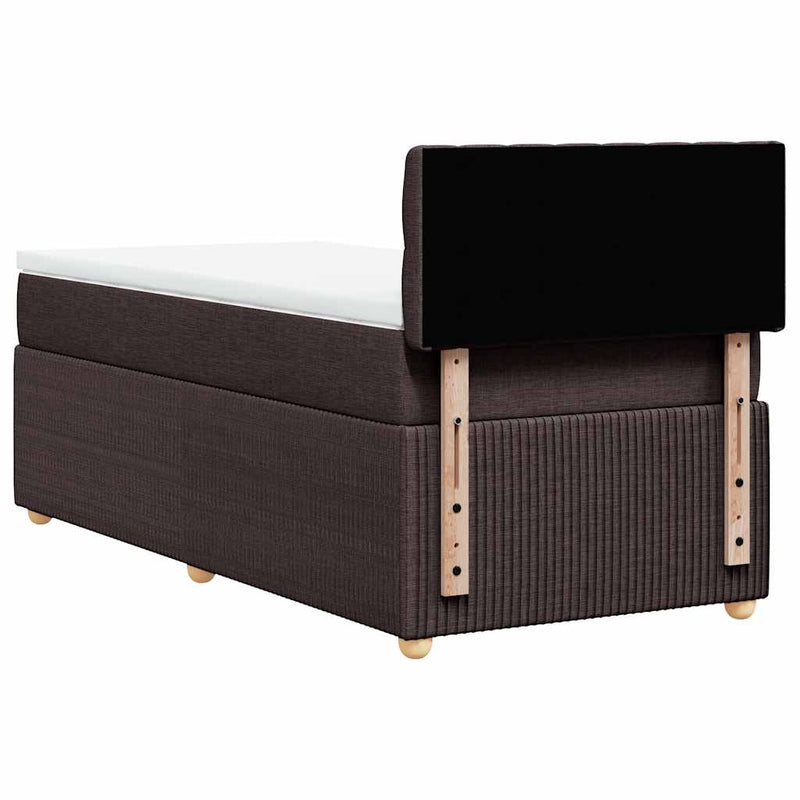 Pat box spring cu saltea, maro închis, 90x190 cm, textil
