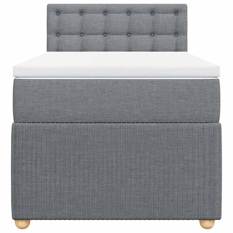 Pat box spring cu saltea, gri deschis, 90x190 cm, textil