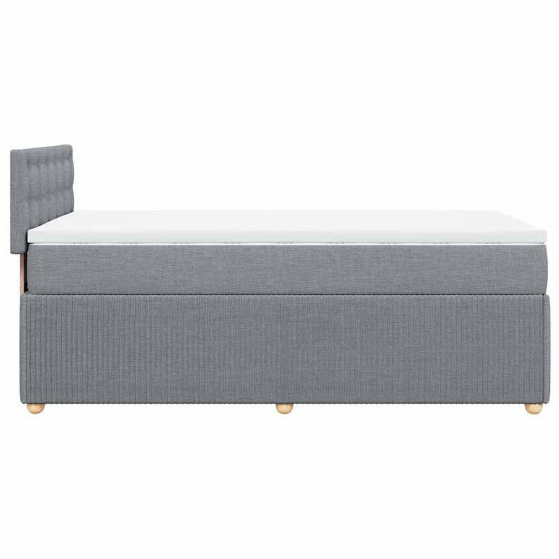Pat box spring cu saltea, gri deschis, 90x190 cm, textil