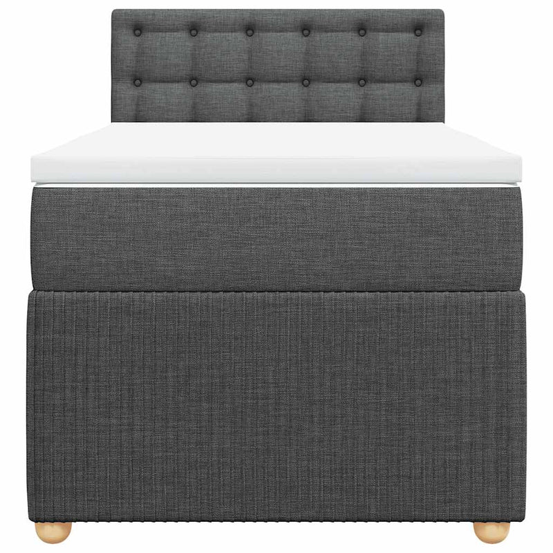 Pat box spring cu saltea, gri închis, 90x190 cm, textil