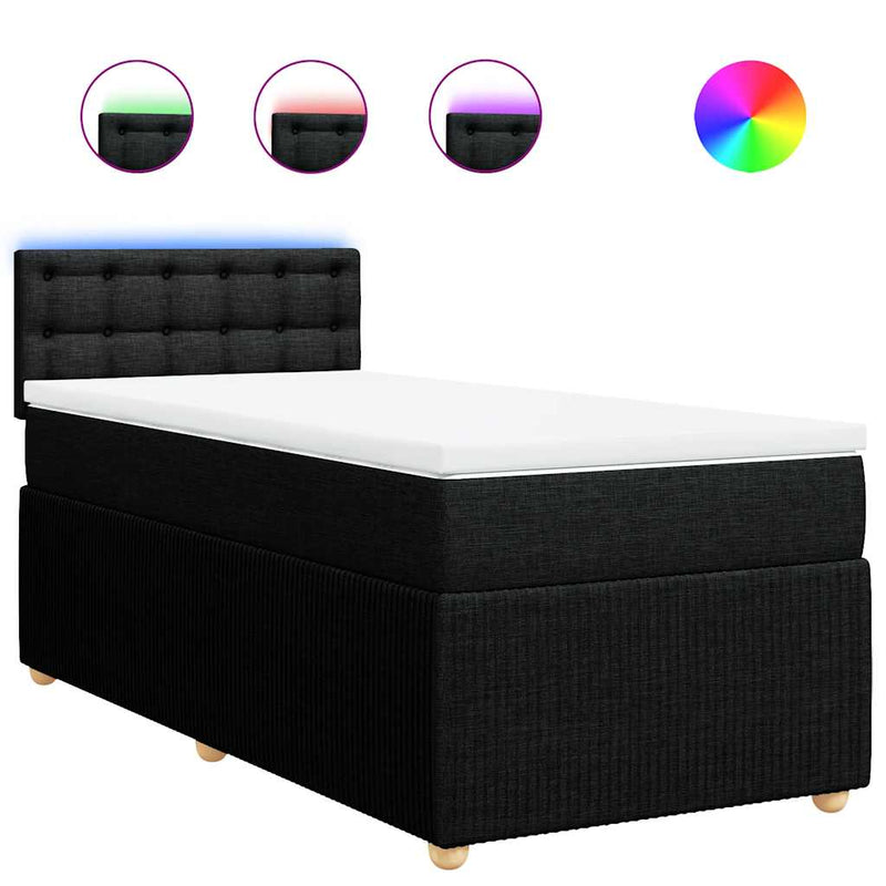Pat box spring cu saltea, negru, 90x190 cm, textil