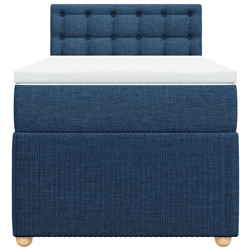 Pat box spring cu saltea, albastru, 90x200 cm, textil