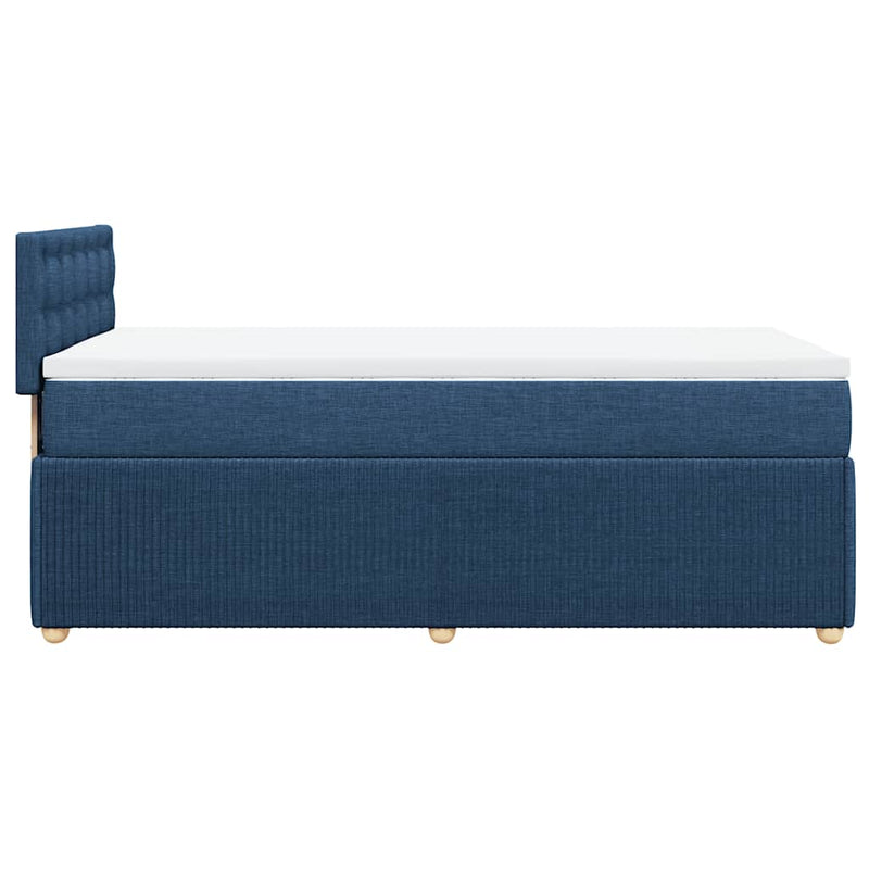 Pat box spring cu saltea, albastru, 90x200 cm, textil