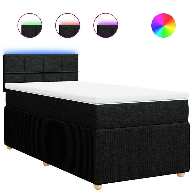 Pat box spring cu saltea, negru, 100x200 cm, textil