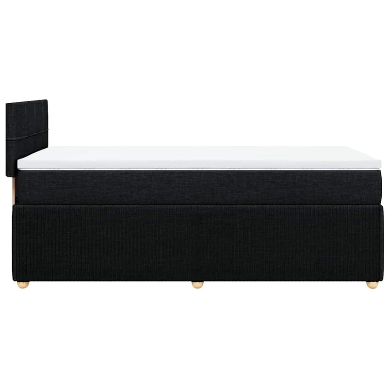 Pat box spring cu saltea, negru, 100x200 cm, textil