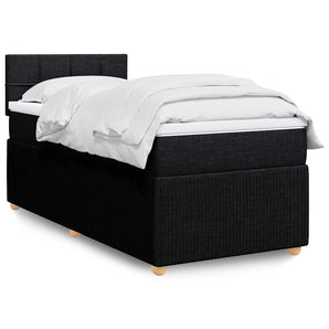 Pat box spring cu saltea, negru, 100x200 cm, textil