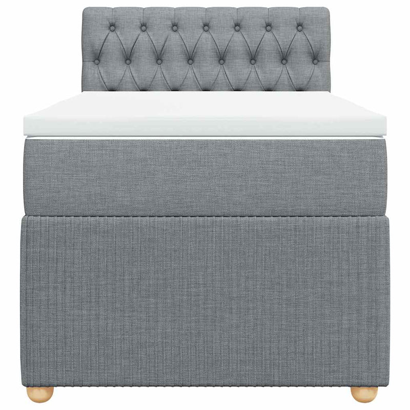 Pat box spring cu saltea, gri deschis, 100x200 cm, textil