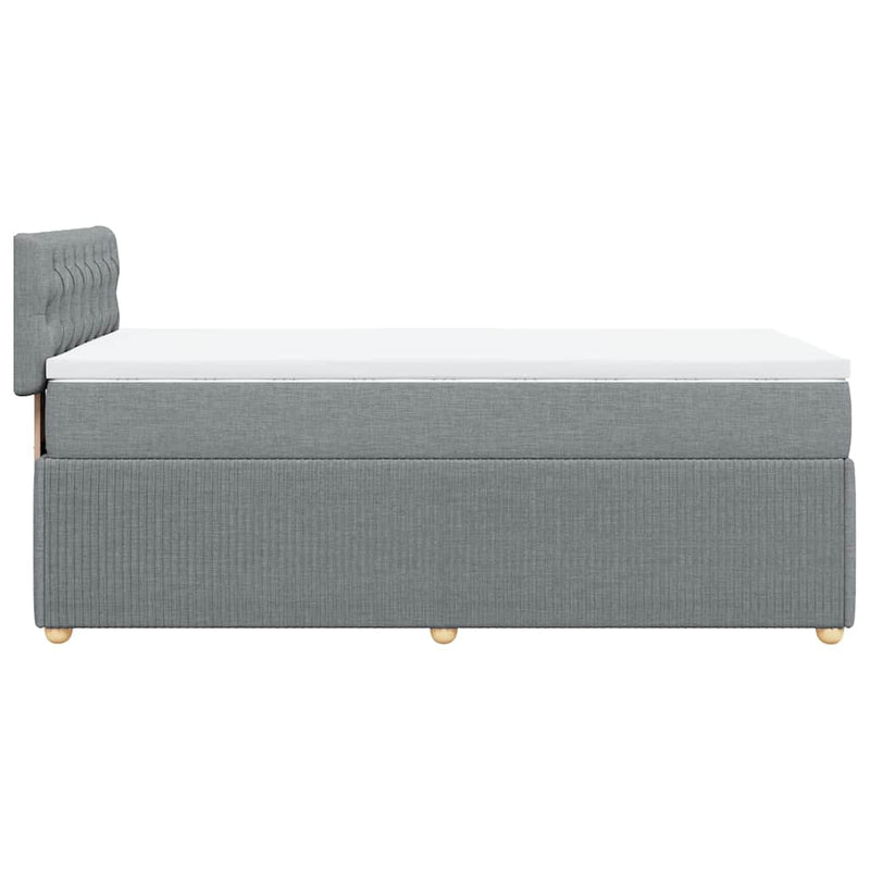 Pat box spring cu saltea, gri deschis, 100x200 cm, textil