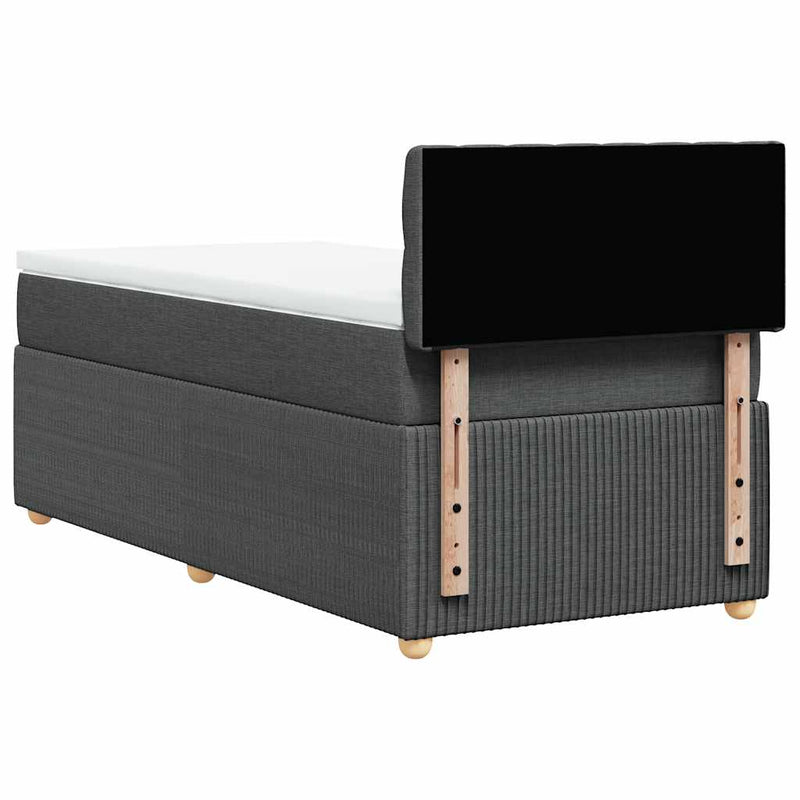 Pat box spring cu saltea, gri închis, 100x200 cm, textil