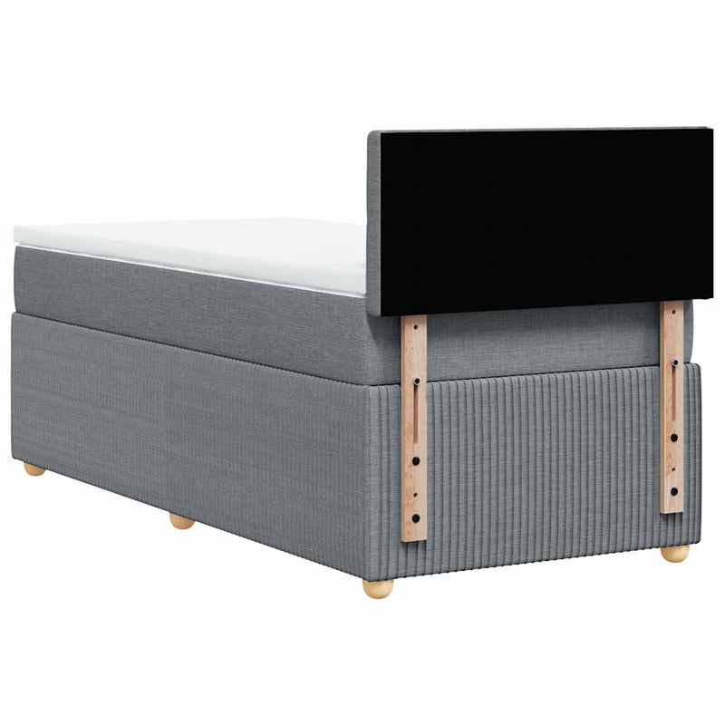 Pat box spring cu saltea, gri deschis, 100x200 cm, textil