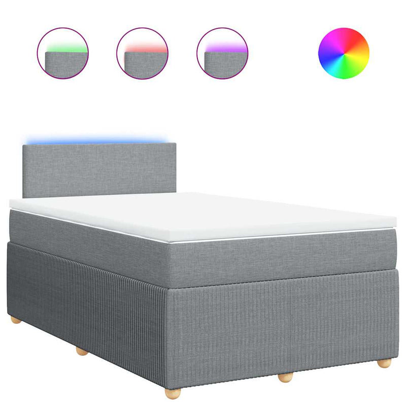Pat box spring cu saltea, gri deschis, 120x190 cm, textil