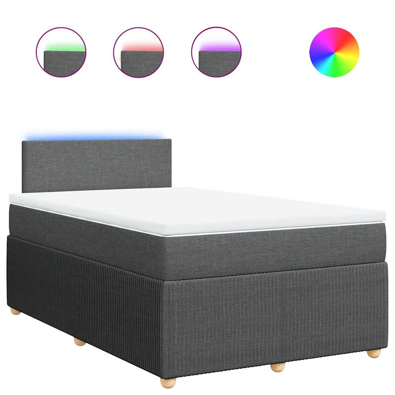 Pat box spring cu saltea, gri închis, 120x190 cm, textil