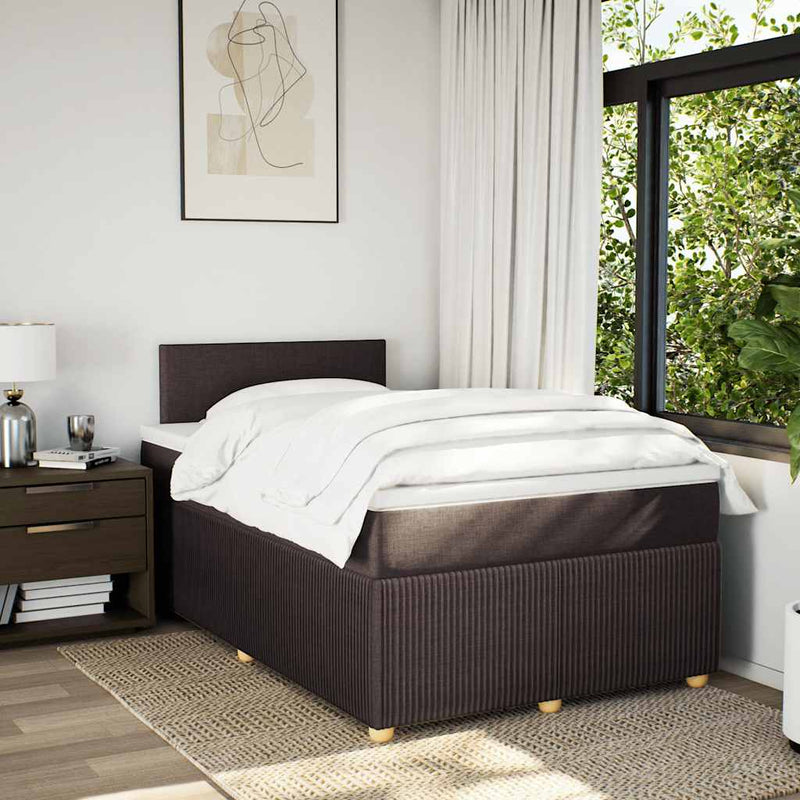 Pat box spring cu saltea, maro închis, 120x190 cm, textil
