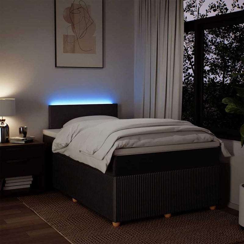 Pat box spring cu saltea, maro închis, 120x190 cm, textil