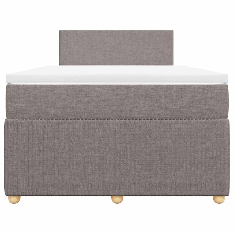 Pat box spring cu saltea, taupe, 120x190 cm material textil