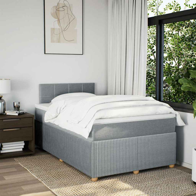 Pat box spring cu saltea, gri deschis, 120x190 cm, textil