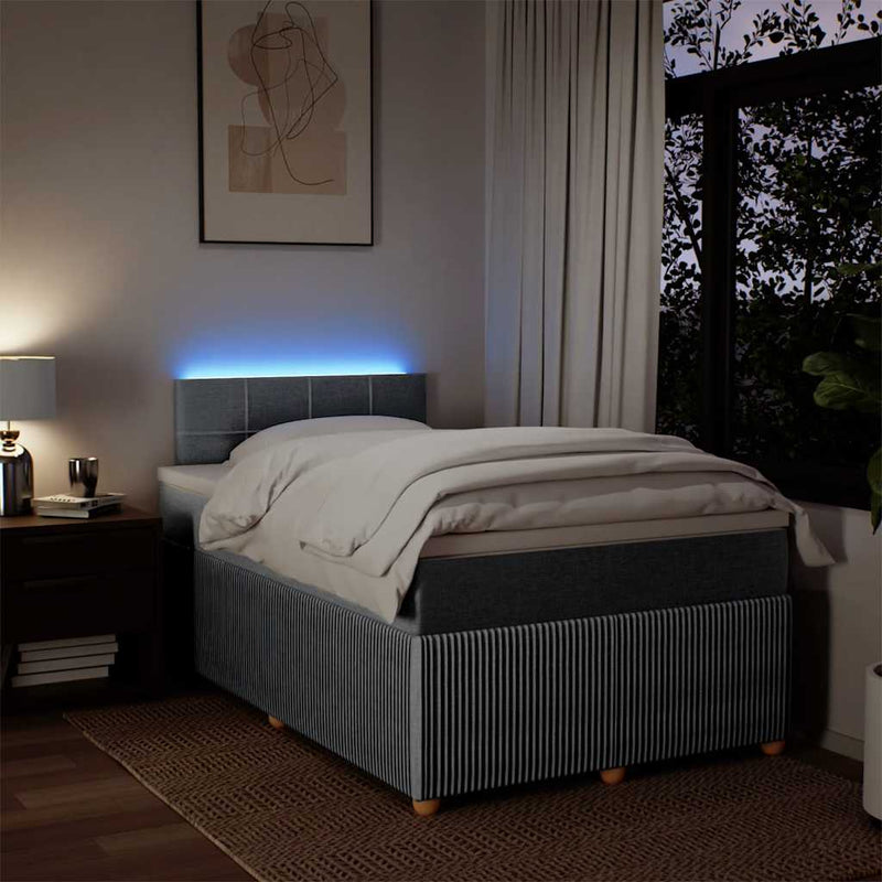 Pat box spring cu saltea, gri deschis, 120x190 cm, textil