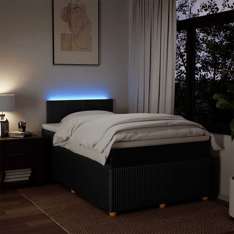 Pat box spring cu saltea, negru, 120x190 cm, catifea