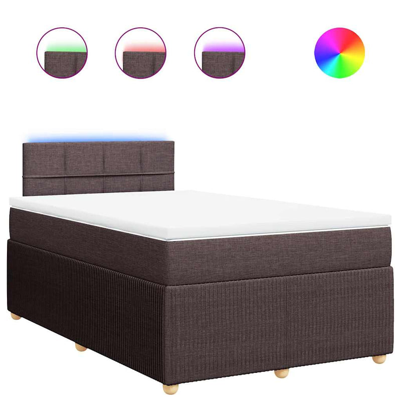 Pat box spring cu saltea, maro închis, 120x190 cm, textil
