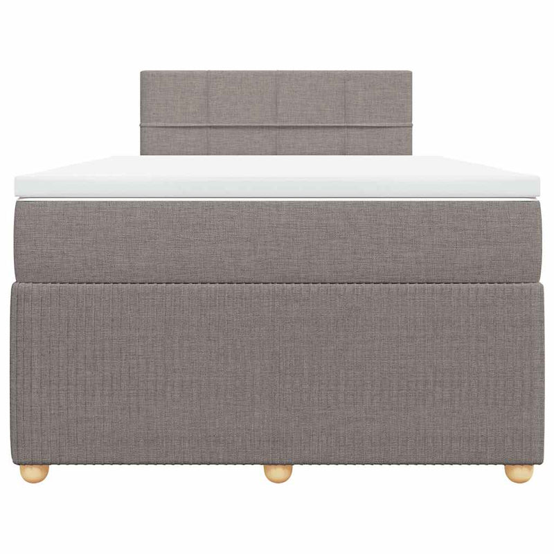 Pat box spring cu saltea, taupe, 120x190 cm material textil