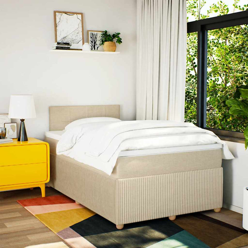 Pat continental cu saltea, crem, 120x190 cm, textil
