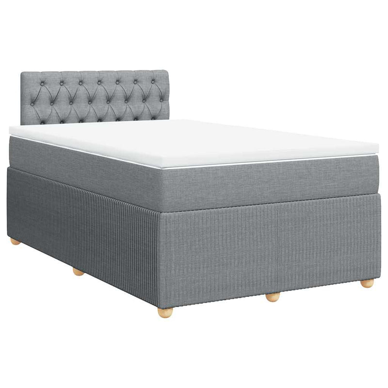 Pat box spring cu saltea, gri deschis, 120x190 cm, textil