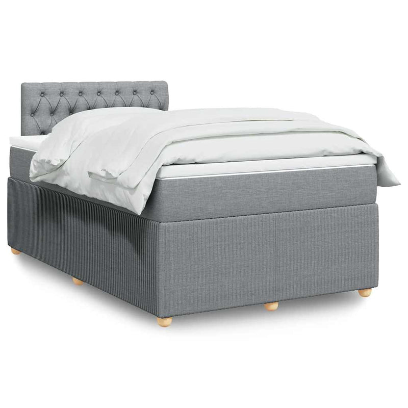 Pat box spring cu saltea, gri deschis, 120x190 cm, textil