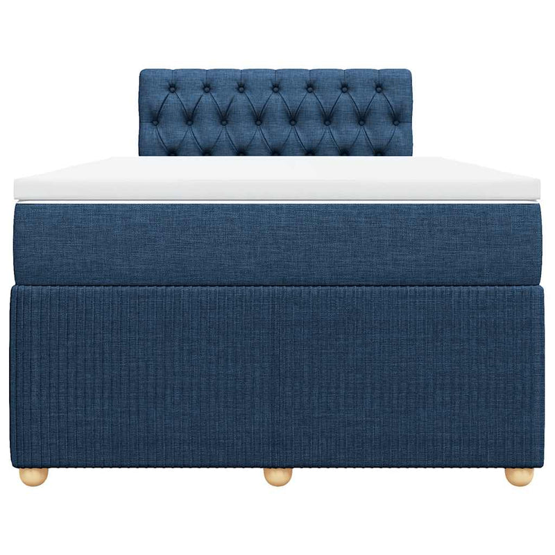 Pat box spring cu saltea, albastru, 120x190 cm, material textil