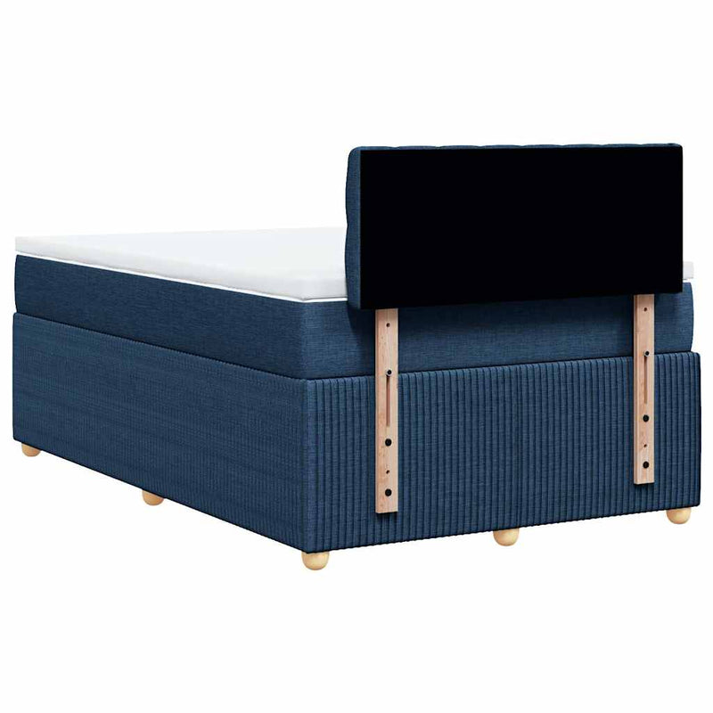 Pat box spring cu saltea, albastru, 120x190 cm, material textil