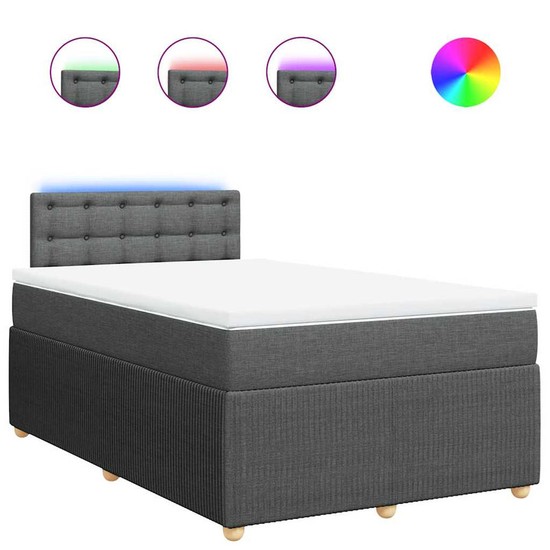 Pat box spring cu saltea, gri închis, 120x190 cm, textil