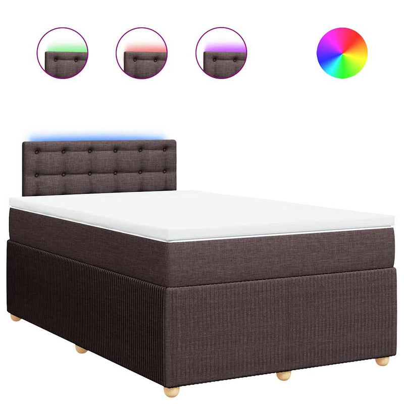 Pat box spring cu saltea, maro închis, 120x190 cm, textil
