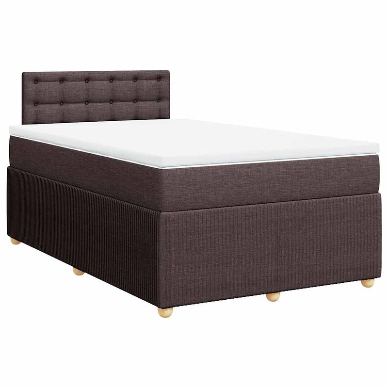 Pat box spring cu saltea, maro închis, 120x190 cm, textil