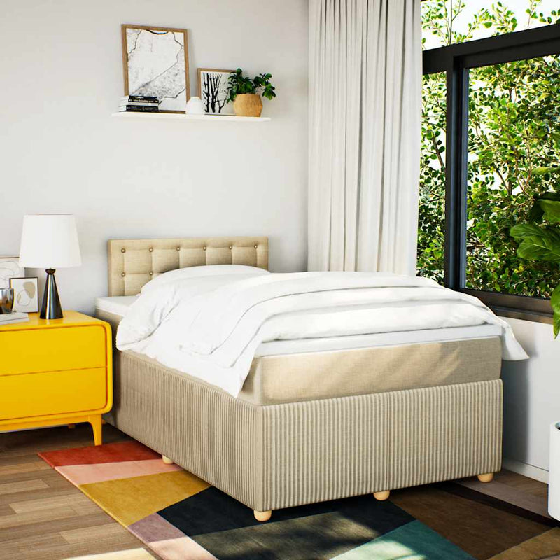 Pat continental cu saltea, crem, 120x190 cm, textil
