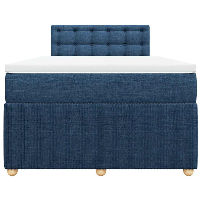 Pat box spring cu saltea, albastru, 120x190 cm, material textil