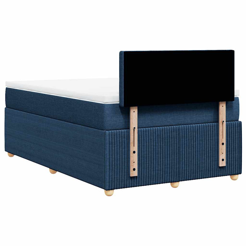 Pat box spring cu saltea, albastru, 120x190 cm, material textil