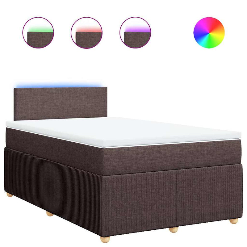 Pat box spring cu saltea, maro închis, 120x200 cm, textil