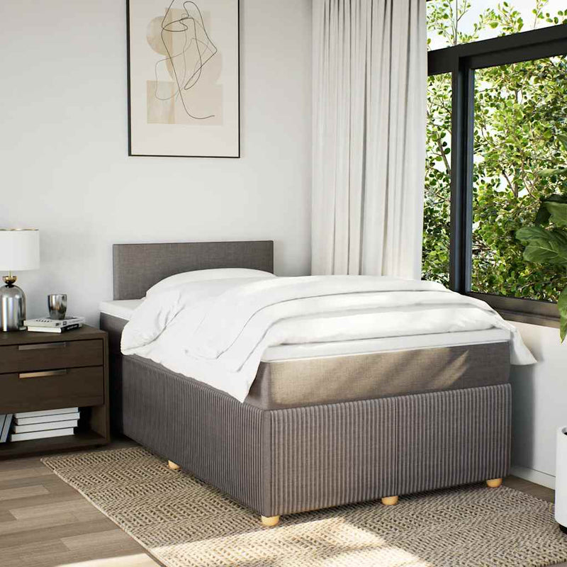 Pat box spring cu saltea, gri taupe, 120x200 cm, textil