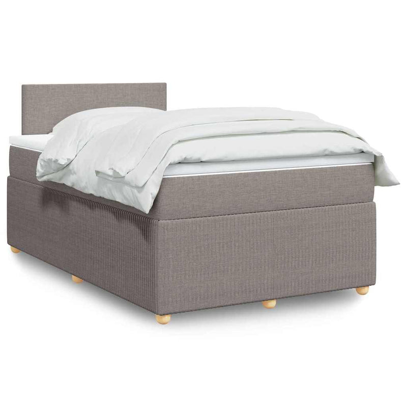 Pat box spring cu saltea, gri taupe, 120x200 cm, textil
