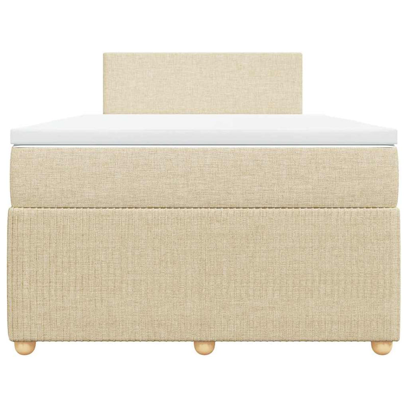Pat box spring cu saltea, crem, 120x200 cm, textil