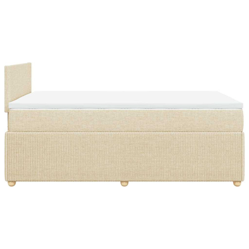 Pat box spring cu saltea, crem, 120x200 cm, textil