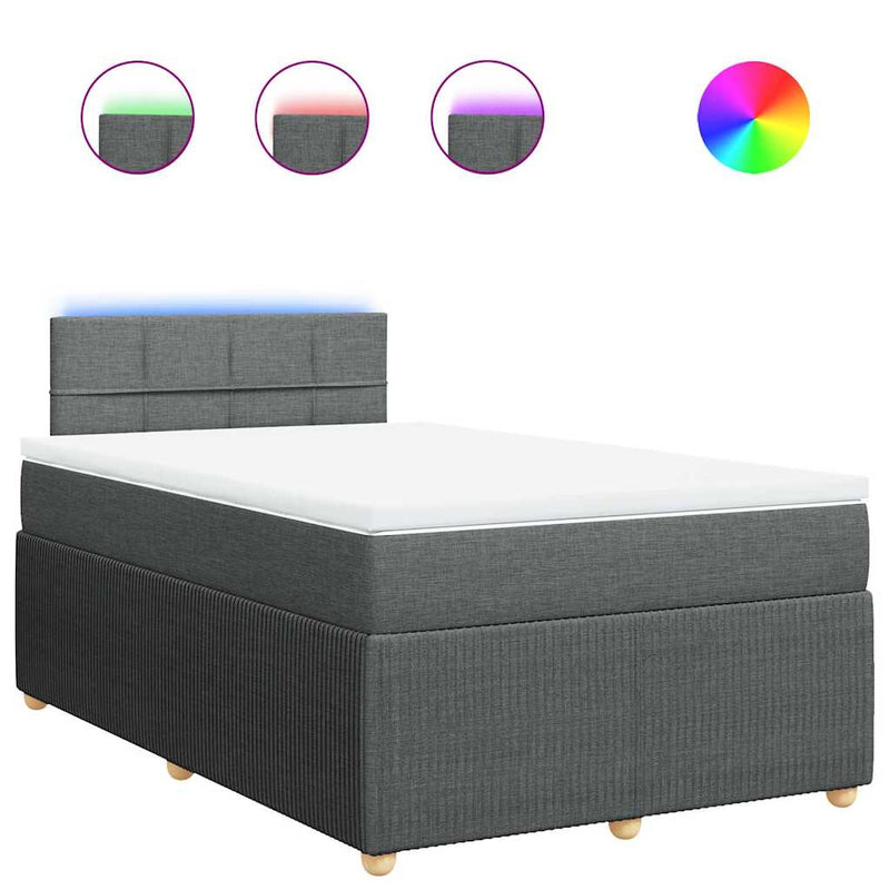 Pat box spring cu saltea, gri închis, 120x200 cm, textil