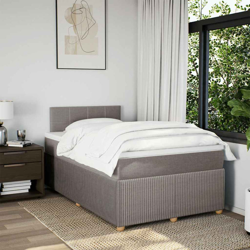 Pat box spring cu saltea, gri taupe, 120x200 cm, textil