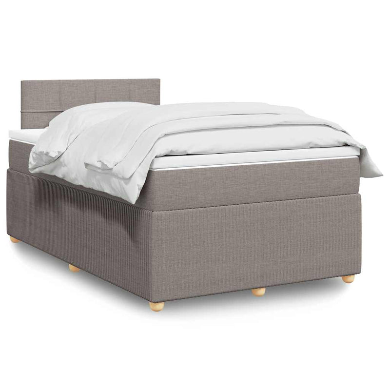 Pat box spring cu saltea, gri taupe, 120x200 cm, textil
